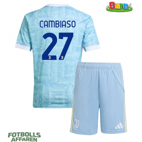 Juventus Andrea Cambiaso #27 Bortaställ Barn 2025-26 Kortärmad (+ Korta byxor)